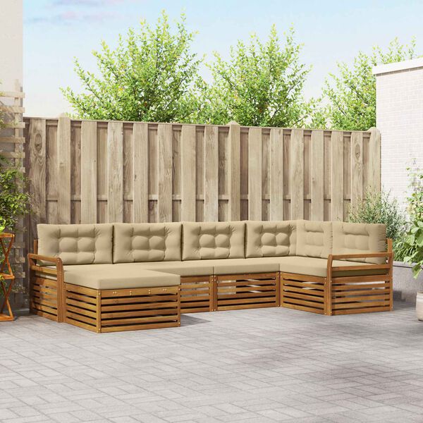 vidaXL Ensemble de canap&eacute;s d'ext&eacute;rieur 6 pcs Naturel et Beige