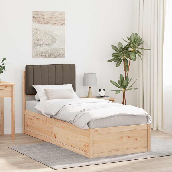 vidaXL Cadre de lit avec t&ecirc;te de lit rembourr&eacute;e Taupe 80 x 200 cm