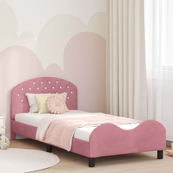 vidaXL Cadre de lit pour enfants avec t&ecirc;te de lit Rose 90 x 190 cm