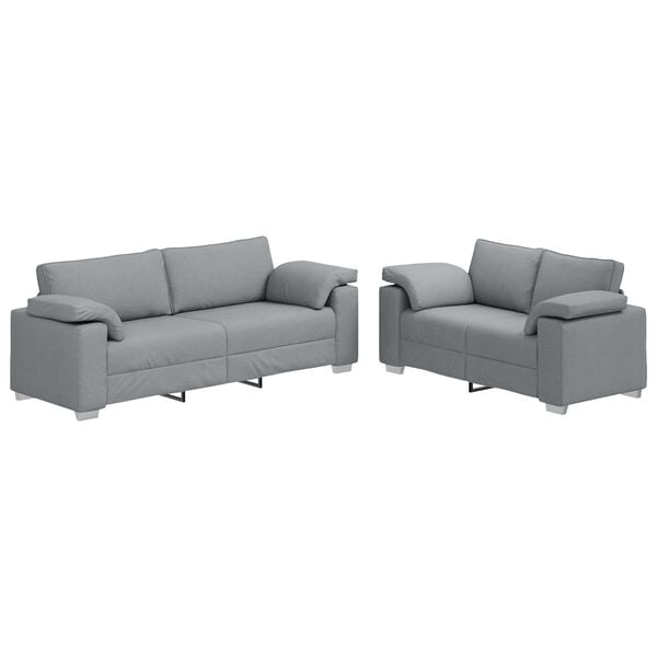 vidaXL Ensemble de Canap&eacute;s 2 pcs Gris clair 219 x 77 x 82 cm tissu