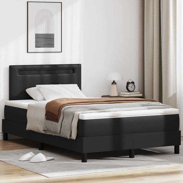 vidaXL Lit &agrave; ressorts avec matelas Noir 120 x 190 cm Simili cuir