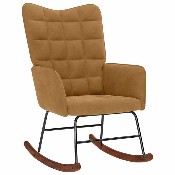 vidaXL Chaise &agrave; bascule Marron Velours