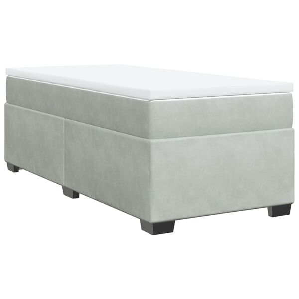 vidaXL Sommier &agrave; lattes de lit et matelas Gris clair 90x200 cm Velours