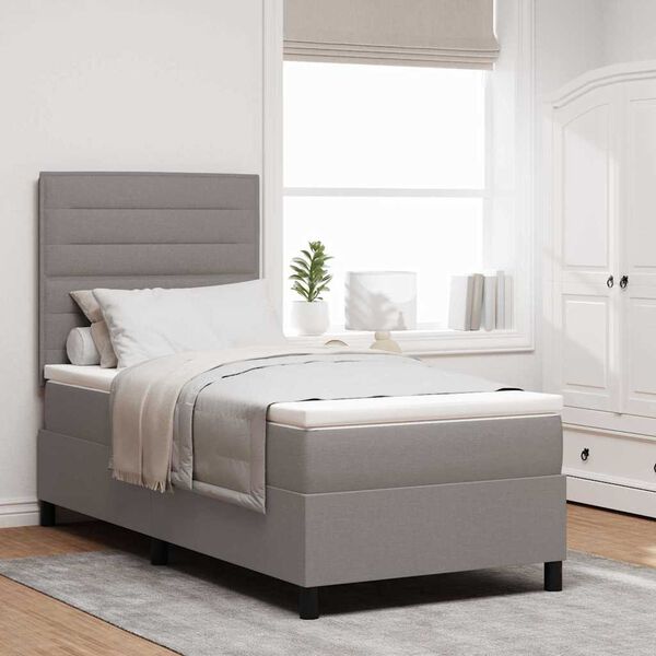 vidaXL Lit &agrave; ressorts avec matelas Taupe 90 x 200 cm tissu