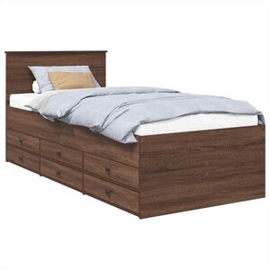 vidaXL Lit d'appoint Ch&ecirc;ne brun et noir 75 x 190 cm Bois d'ing&eacute;nierie