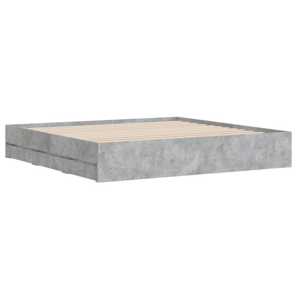 vidaXL Cadre de lit avec tiroirs sans matelas gris b&eacute;ton 180x200 cm