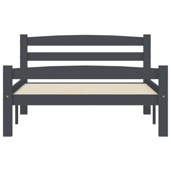 vidaXL Cadre de lit avec 2 tiroirs Gris foncé Bois de pin 100x200 cm