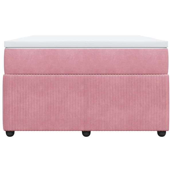 vidaXL Sommier &agrave; lattes de lit avec matelas rose 120x190 cm velours