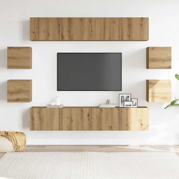 vidaXL Ensemble de meuble TV mural 8 pcs ch&ecirc;ne artisanal