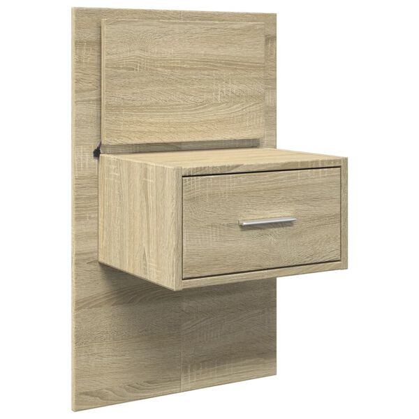 vidaXL Table de chevet murale avec lumi&egrave;res LED ch&ecirc;ne sonoma
