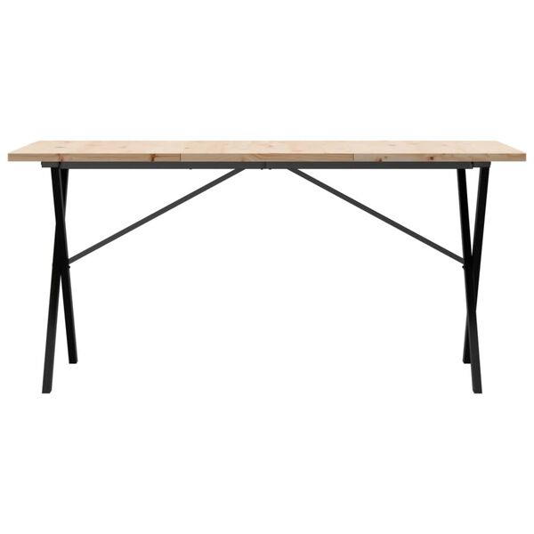 vidaXL Table &agrave; manger cadre en X 140x80x75,5 cm bois pin massif acier