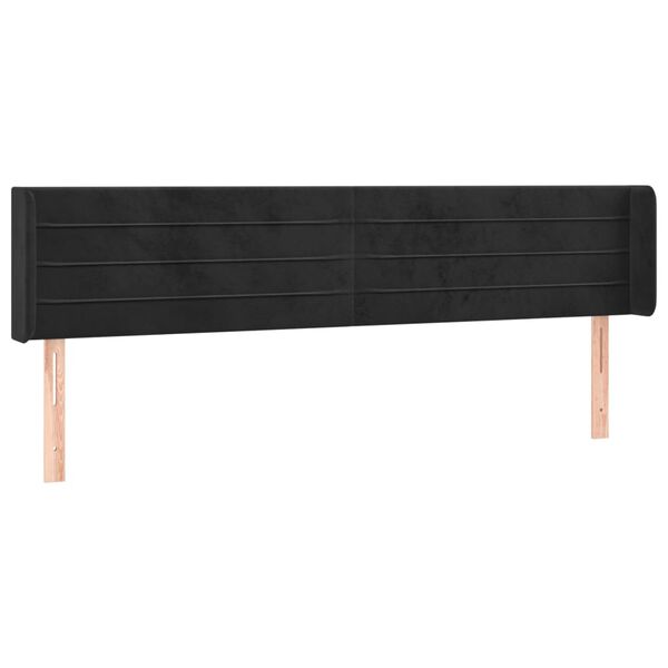 vidaXL T&ecirc;te de lit avec oreilles Noir 163x16x78/88 cm Velours
