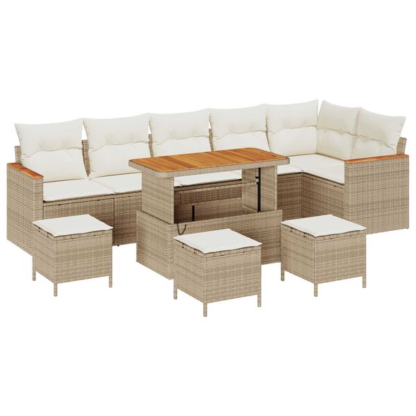 vidaXL Ensemble de canap&eacute; de jardin 10 pcs Beige polyrotin