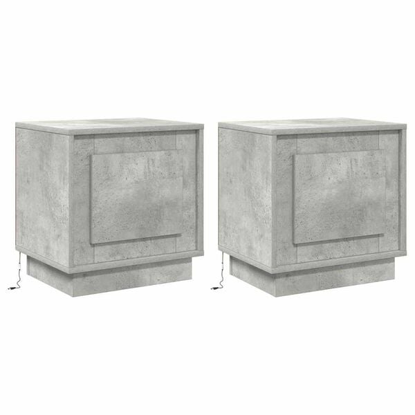 vidaXL Cabinet de chevet 2 pcs Gris b&eacute;ton 44 x 34,5 x 45 cm
