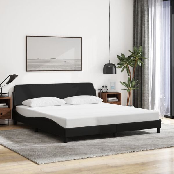 vidaXL Cadre de lit Dover noir 160x200 cm tissu