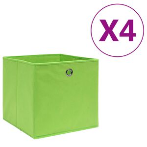 vidaXL Bo&icirc;tes de rangement 4 pcs Tissu intiss&eacute; 28x28x28 cm Vert