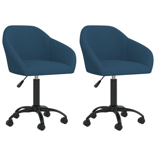 vidaXL Chaises pivotantes &agrave; manger lot de 2 bleu velours