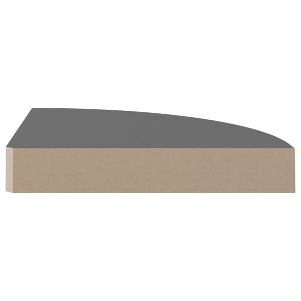vidaXL Étagère d'angle flottante Gris brillant 25x25x3,8 cm MDF