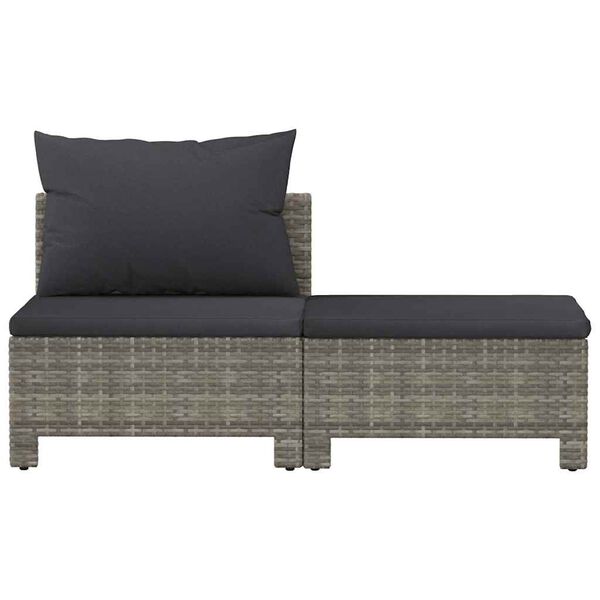 vidaXL Salon de jardin 2 pi&egrave;ces avec coussins en polyrotin gris
