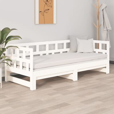 vidaXL Lit coulissant Blanc Bois de pin solide 2x(80x200) cm