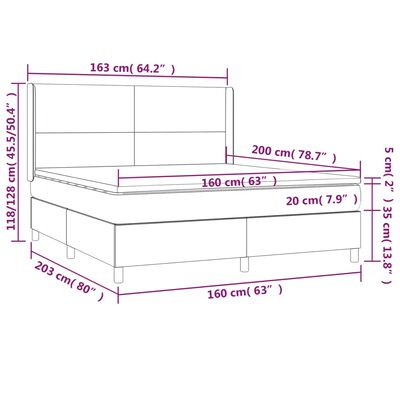 vidaXL Sommier à lattes de lit matelas et LED Bleu foncé 160x200 cm