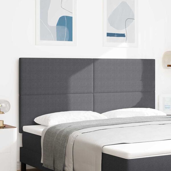 vidaXL T&ecirc;te de lit LED avec des lumi&egrave;res &agrave; LED Gris fonc&eacute; 180 cm tissu