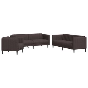 vidaXL Ensemble de canap&eacute;s 3 pcs marron fonc&eacute; tissu