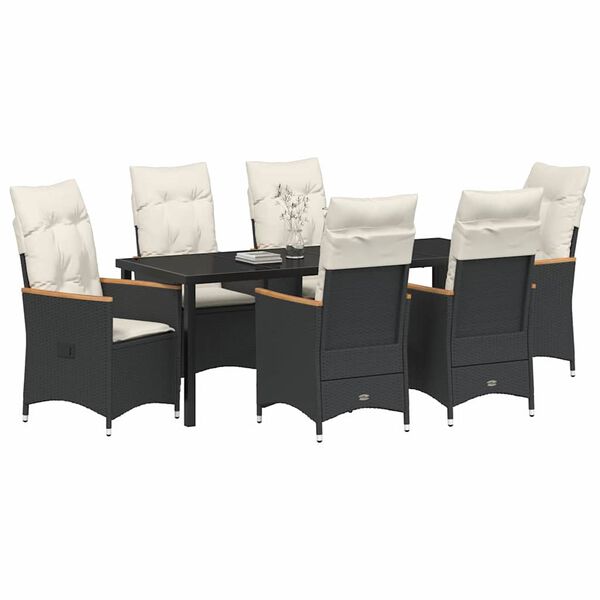 vidaXL Ensemble de salle &agrave; manger pour jardin 7 pcs Noir polyrotin