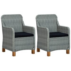 vidaXL Chaises de jardin avec coussins lot de 2 R&eacute;sine tress&eacute;e