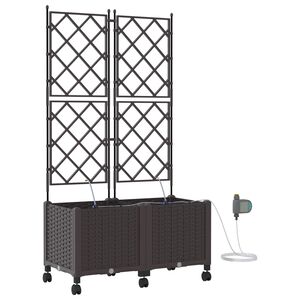 vidaXL Porte-plante de jardin avec irrigation et roues 2 pc Marron PP