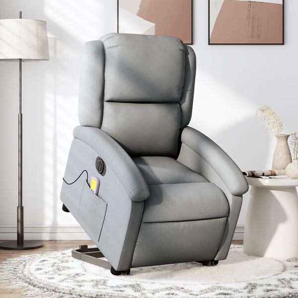 vidaXL Fauteuil inclinable de massage &eacute;lectrique Gris clair Tissu