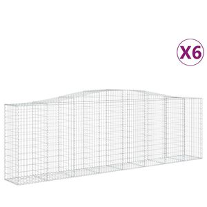 vidaXL Paniers &agrave; gabions arqu&eacute;s 6 pcs 400x50x120/140 cm Fer galvanis&eacute;