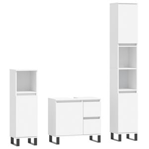 vidaXL Ensemble de meubles salle de bain 3 pcs blanc bois d'ing&eacute;nierie