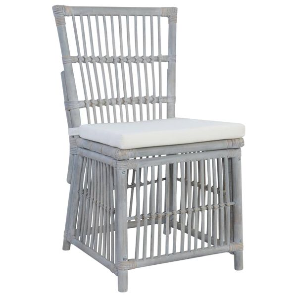 vidaXL Chaises &agrave; manger avec coussins lot de 2 gris rotin naturel