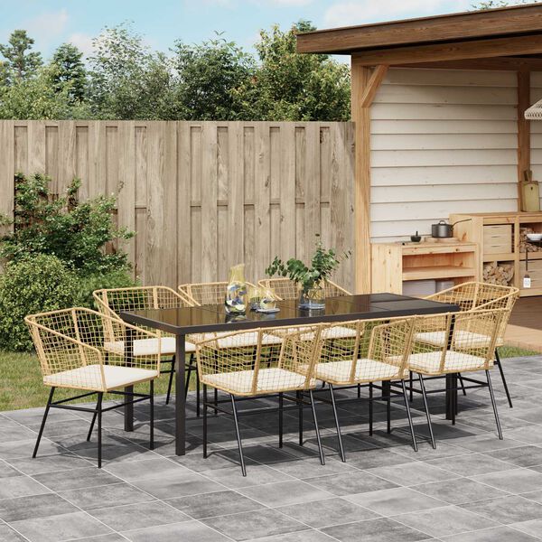 vidaXL Ensemble de salle &agrave; manger pour jardin 9 pcs Marron polyrotin
