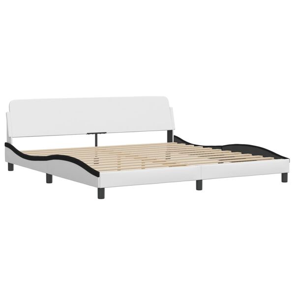 vidaXL Lit Viana avec matelas blanc et noir 200x200 cm similicuir