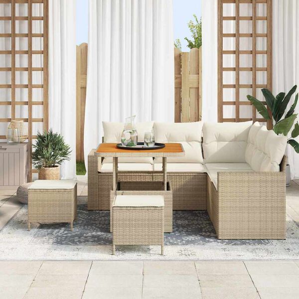 vidaXL Ensemble de canap&eacute; de jardin 8 pcs Beige polyrotin