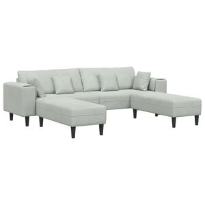 vidaXL Canap&eacute; 3 pc Gris clair Velours