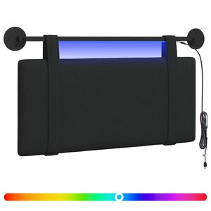vidaXL T&ecirc;te de lit suspendue Avec lumi&egrave;re LED Noir Tissu