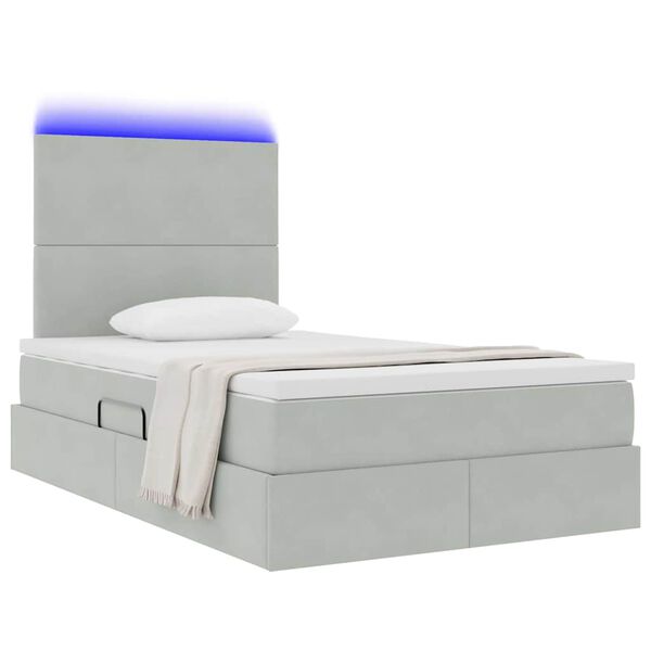 vidaXL Lit avec rangement et LED Gris clair 120 x 190 cm Velours