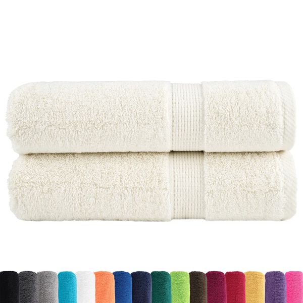 vidaXL Essuie-mains de qualit&eacute; sup&eacute;rieure SOLUND 2 pcs cr&egrave;me 600 g/m&sup2;