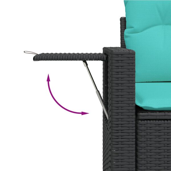 vidaXL Salon de jardin 3 pcs avec coussins noir r&eacute;sine tress&eacute;e