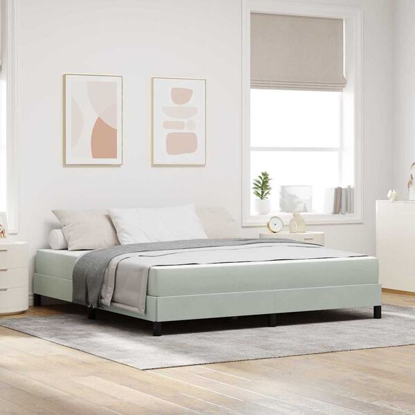 vidaXL Lit &agrave; ressorts avec matelas Gris clair 180 x 210 cm tissu
