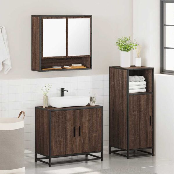 vidaXL Ensemble de meubles de salle de bain 3 pcs Ch&ecirc;ne marron
