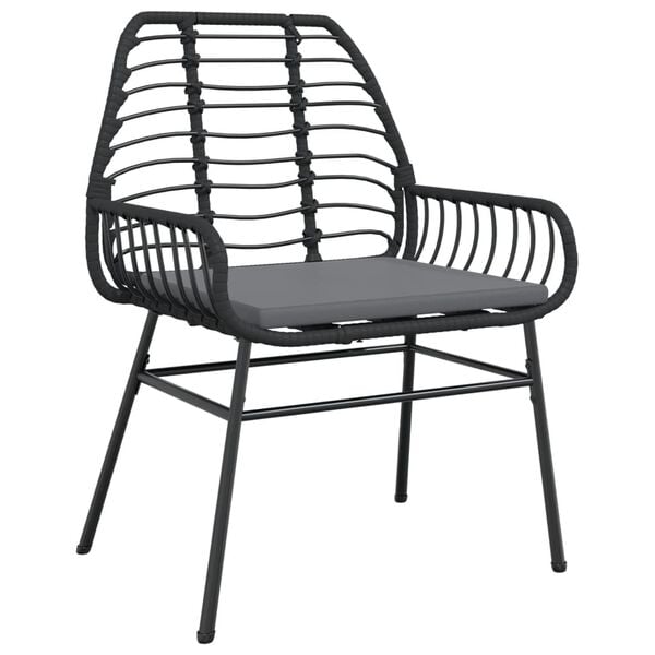 vidaXL Chaises de jardin lot de 2 avec coussins noir r&eacute;sine tress&eacute;e