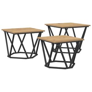 vidaXL Table basse 3 pcs Ch&ecirc;ne artisanal 50 x 50 x 40 cm