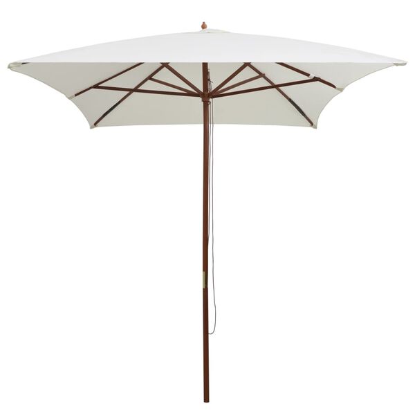vidaXL Parasol avec poteau en bois 200 x 300 cm Blanc cr&egrave;me