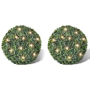 2 pi&egrave;ce de boule 27 cm avec guirlande lumineuse solaire 24 LED