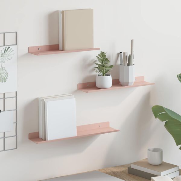 vidaXL &Eacute;tag&egrave;re flottante 3 pcs Rose 40 x 9 x 2,5 cm Acier