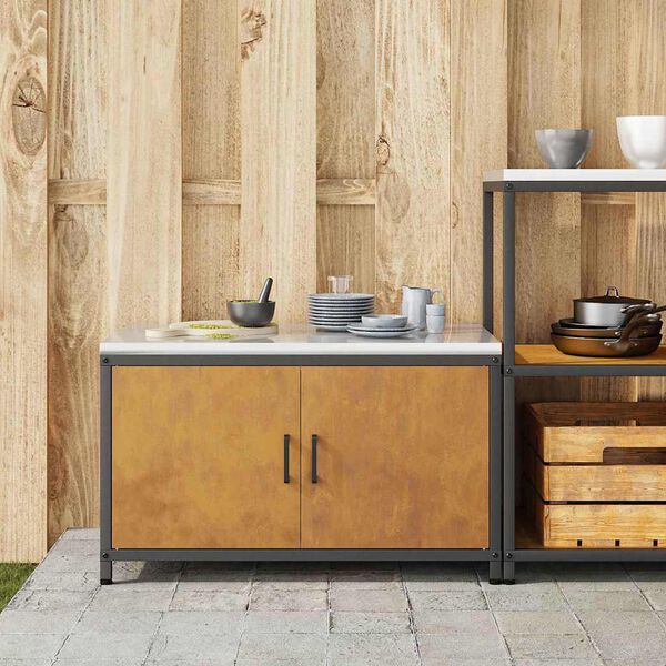 vidaXL Rangement de cuisine avec &eacute;tag&egrave;re Rouill&eacute; 60 x 50 x 92 cm Acier